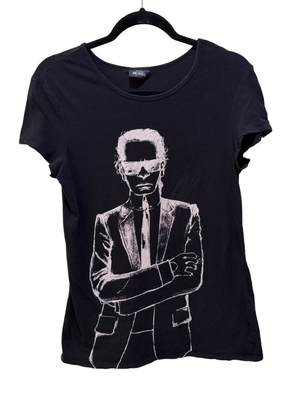 Karl Lagerfeld Portrait Graphic Tee Macy’s Exclusive Black Size M EUC